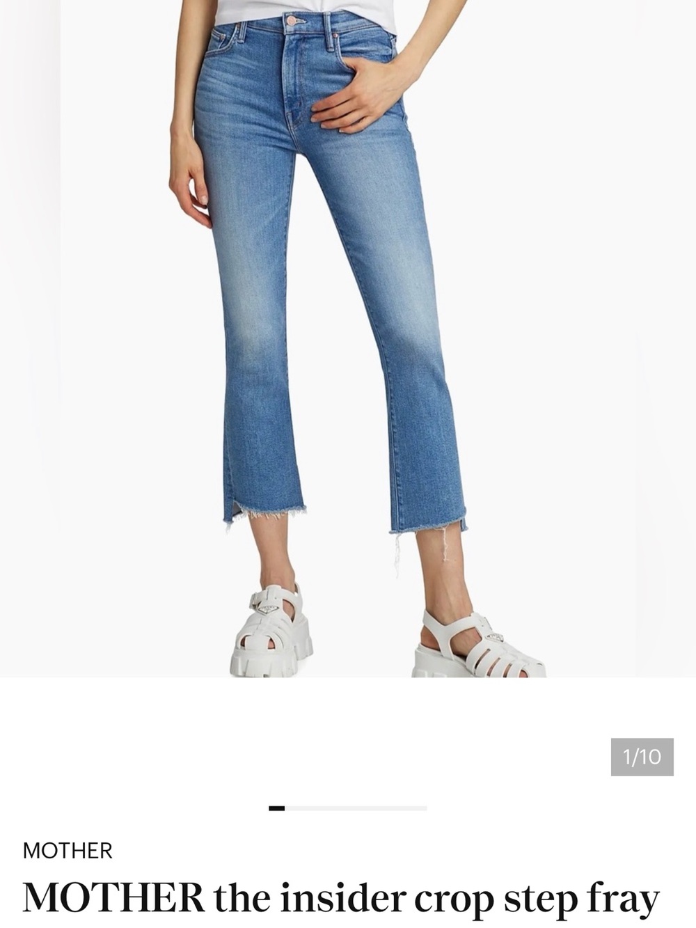 MOTHER Insider Crop Step-Fray Jeans in Light Blue